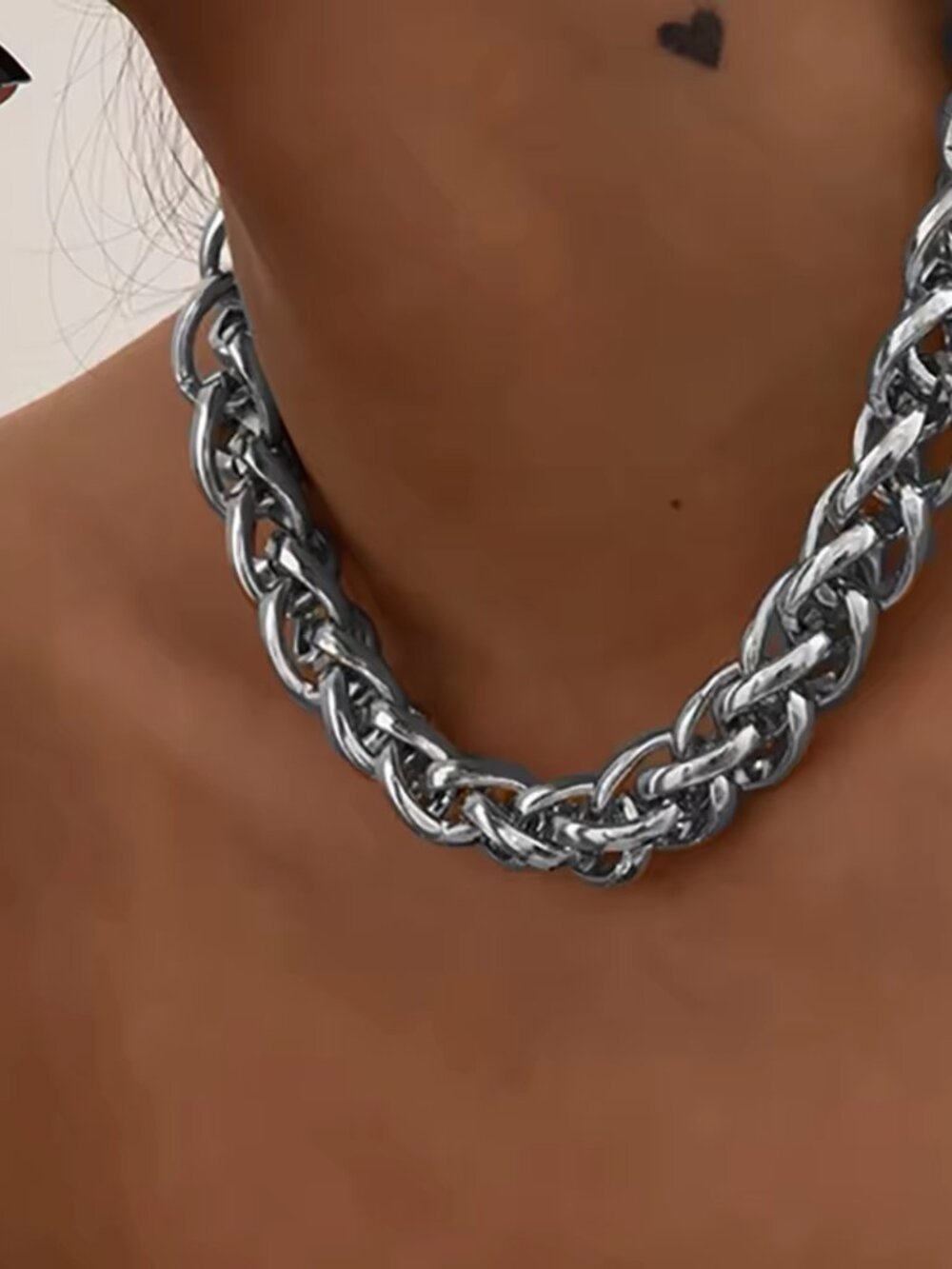 NEW 18K GOLD CHUNKY CHOKER NECKLACE 30-35CM